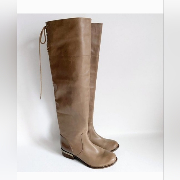 MLE Mia Limited Edition Taupe Tan Brown Lieutenant Over The Knee Boots OTK - Picture 3 of 6